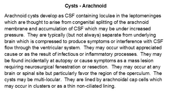 0A Cyst - Arachnoid 