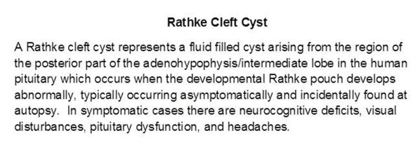 0A Rathke Cleft Cyst Text