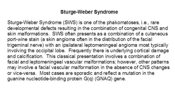 0 Sturge-Weber Syndrome - Text 