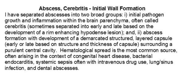 0A Abscess, Cerebritis - Initial Wall Formation text