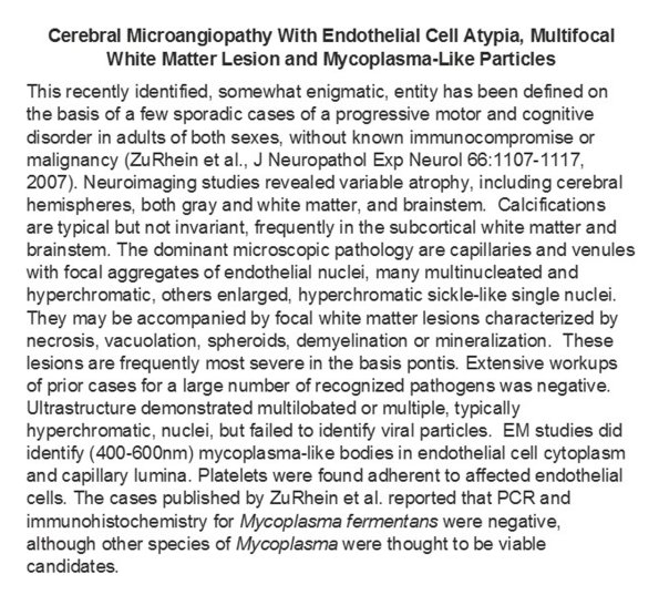 0A Mycoplasma Leukoencephalitis Text