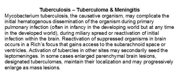 0A Tuberculosis - Tuberculoma & Meningitis - Individual Case