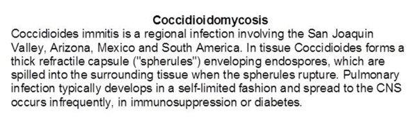 0A Coccidioidomycosis text