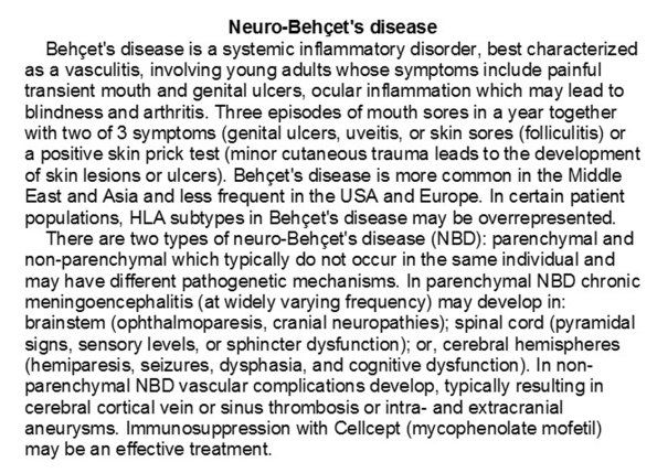 0A NeuroBehcet's disease