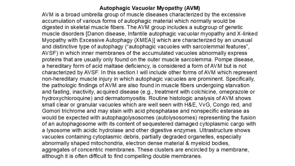 0A Autophagic Vacuolar Myopathy - Text