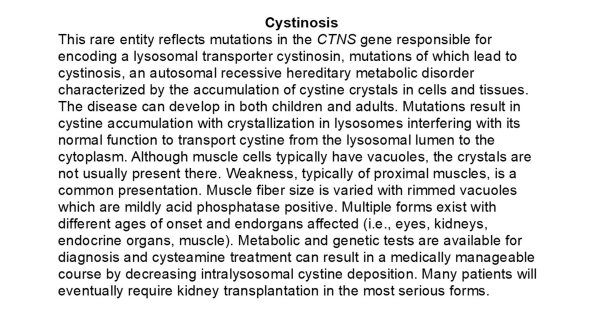 0A Cystinosis - Text