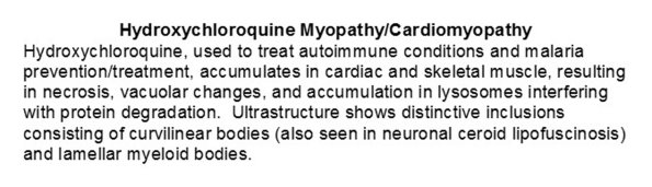 0A Hydroxychloroquine Myopathy - Cardiomyopathy Text