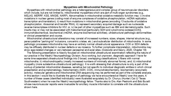 0A Mitochondrial Myopathies - Text