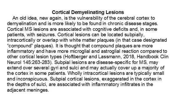 0A MS, Cortical Lesions - Text