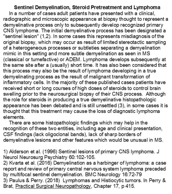 0A Sentinel & Steroid Rx lesions - Text