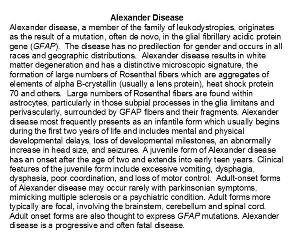 0A Alexander Disease - Text