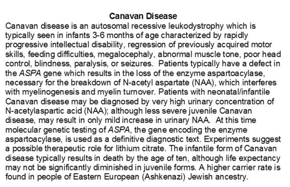 0A Canavan Disease - Text