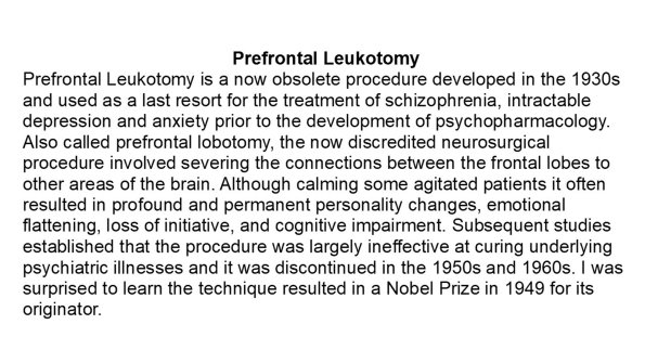 0A Prefrontal Leukotomy - Text