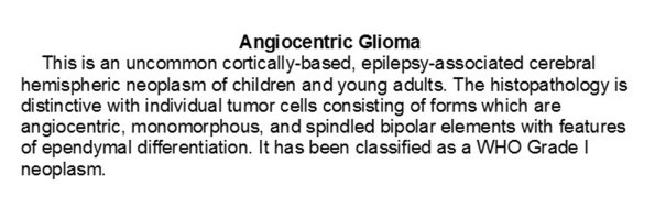 0A1 Angiocentric Glioma - Text