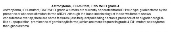 0A Astrocytoma, IDH-mutant, CNS WHO grade 4 - Text