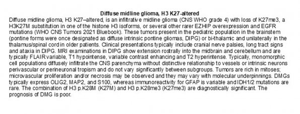 0A Diffuse Midline Glioma, H3 K27 Altered - Text