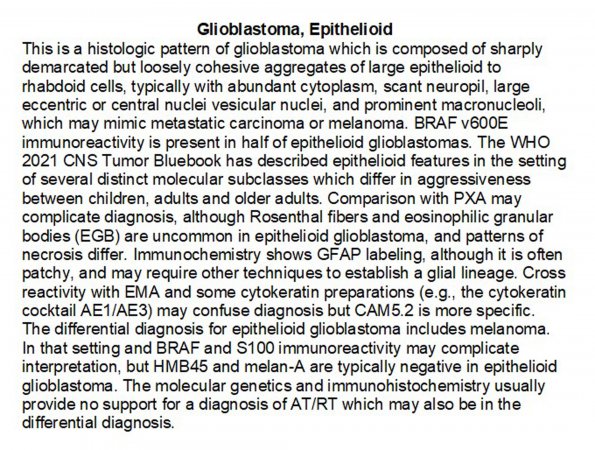 0A Glioblastoma, epithelioid - Text