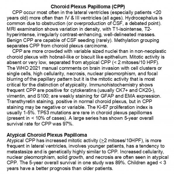 0A Choroid Plexus Papilloma - Text