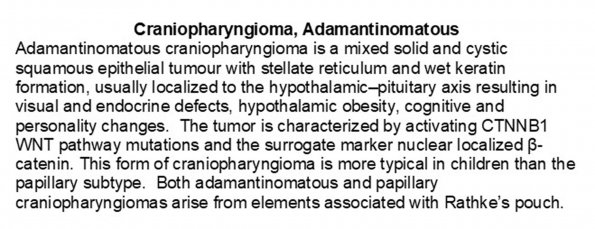 0A Craniopharyngioma, adamantinomatous - Text