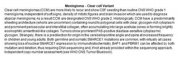 0A Meningioma - Clear Cell Variant