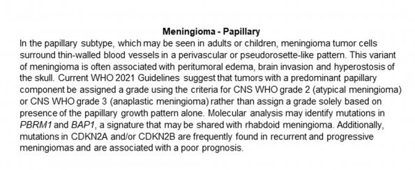 0A Meningioma - Papillary - Text