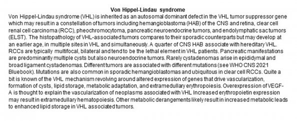 0A Hemangioblastoma - VHL Text