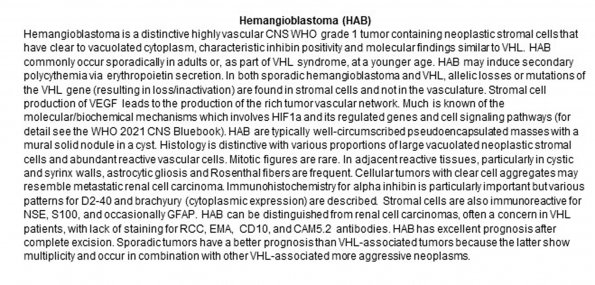 0A Hemangioblastoma (HAB) - Text