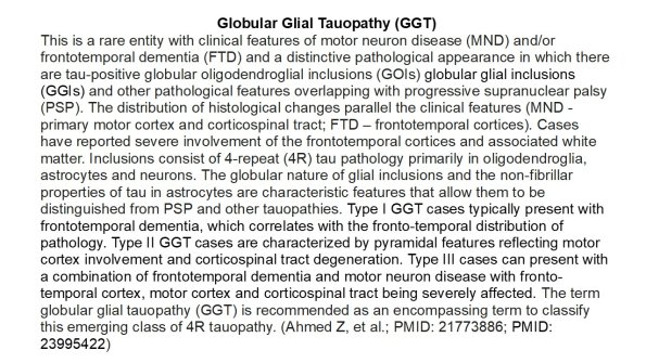 0A Globular Glial Tauopathy - Text