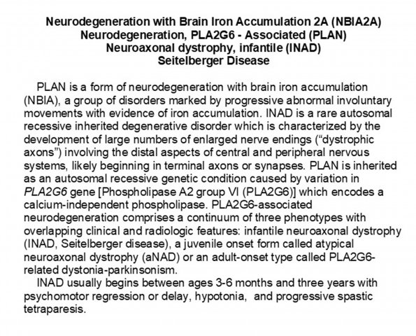 0A Infantile Neuroaxonal Dystrophy - Text