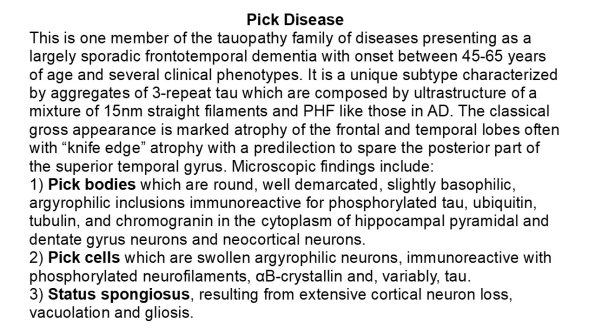 0A Pick Disease - Text