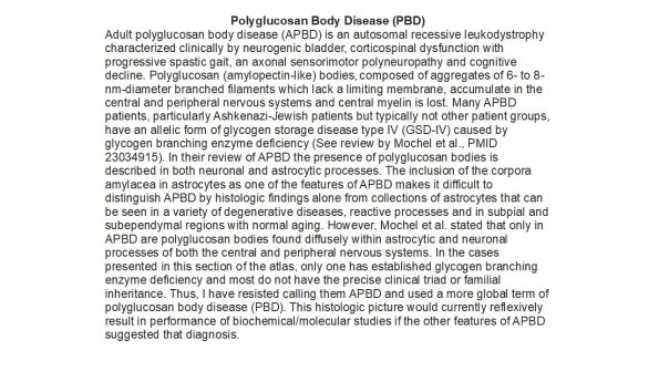 0A Polyglucosan Body Excess - Wide Text