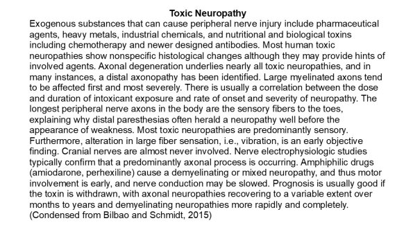 Toxic Neuropathy - Text