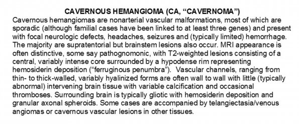 0A Cavernous angioma - Text