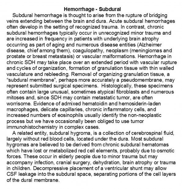 0A Hemorrhage - Subdural Text