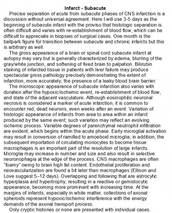 0A Infarct - Subacute - Text