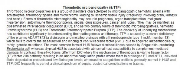 0A Thrombotic Microangiopathy & TTP - Text